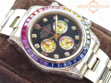 rolex daytona rosegold rainbow replica|rolex with rainbow bezel.